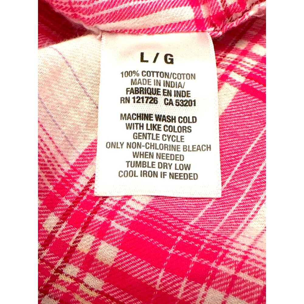 Aeropostale Large Pink White Plaid Button Up Long Sleeve Shirt All Cotton Trendy - Picture 7 of 10